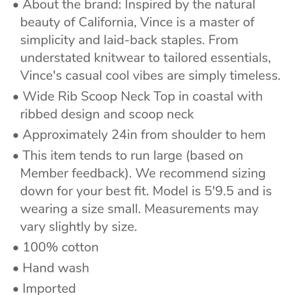 💥SALE💥Vince Wide Rib Scoop Neck Top - Picture 3 of 3